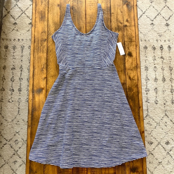 Old Navy Fit & Flare Navy/ White Striped Dress XS